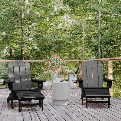 Flash Furniture Halifax HDPE Adirondack Chair With Cup Holder And Pull Out Ottoman, All-Weather HDPE Indoor/Outdoor Lounge Chair 1 Flash Furniture Halifax HDPE Adirondack Chair With Cup Holder And Pull Out Ottoman, All-Weather HDPE Indoor/Outdoor Lounge Chair