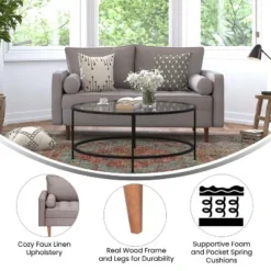 Flash Furniture Hudson Mid-Century Modern Loveseat Sofa With Tufted Upholstery & Solid Wood Legs -Flash Furniture Shop GUEST fe476c28 1894 4fed 851e 3ae2eef4eb29