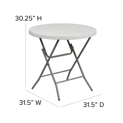 Flash Furniture 2.63-Foot Round Granite White Plastic Folding Table 3 Flash Furniture 2.63-Foot Round Granite White Plastic Folding Table - Image 3