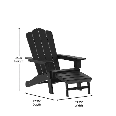 Flash Furniture Halifax HDPE Adirondack Chair With Cup Holder And Pull Out Ottoman, All-Weather HDPE Indoor/Outdoor Lounge Chair 6 Flash Furniture Halifax HDPE Adirondack Chair With Cup Holder And Pull Out Ottoman, All-Weather HDPE Indoor/Outdoor Lounge Chair - Image 6