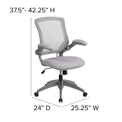 Flash Furniture Mid-Back Mesh Swivel Ergonomic Task Office Chair With Gray Frame And Flip-Up Arms 3 Flash Furniture Mid-Back Mesh Swivel Ergonomic Task Office Chair With Gray Frame And Flip-Up Arms - Image 3